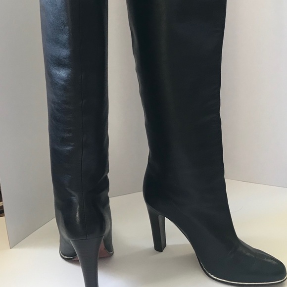 LUXURY REBEL BLACK LEATHER KNEE HIGH BOOTS  SZ 36 - Picture 2 of 7